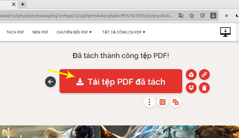 Nhấn Tải tệp PDF đã tách để tải về máy