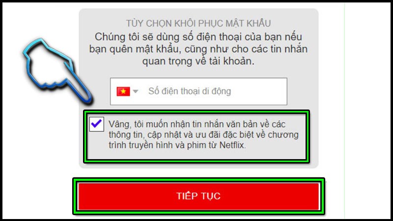 Hình ảnh: Nhập số điện thoại để khôi phục mật khẩu