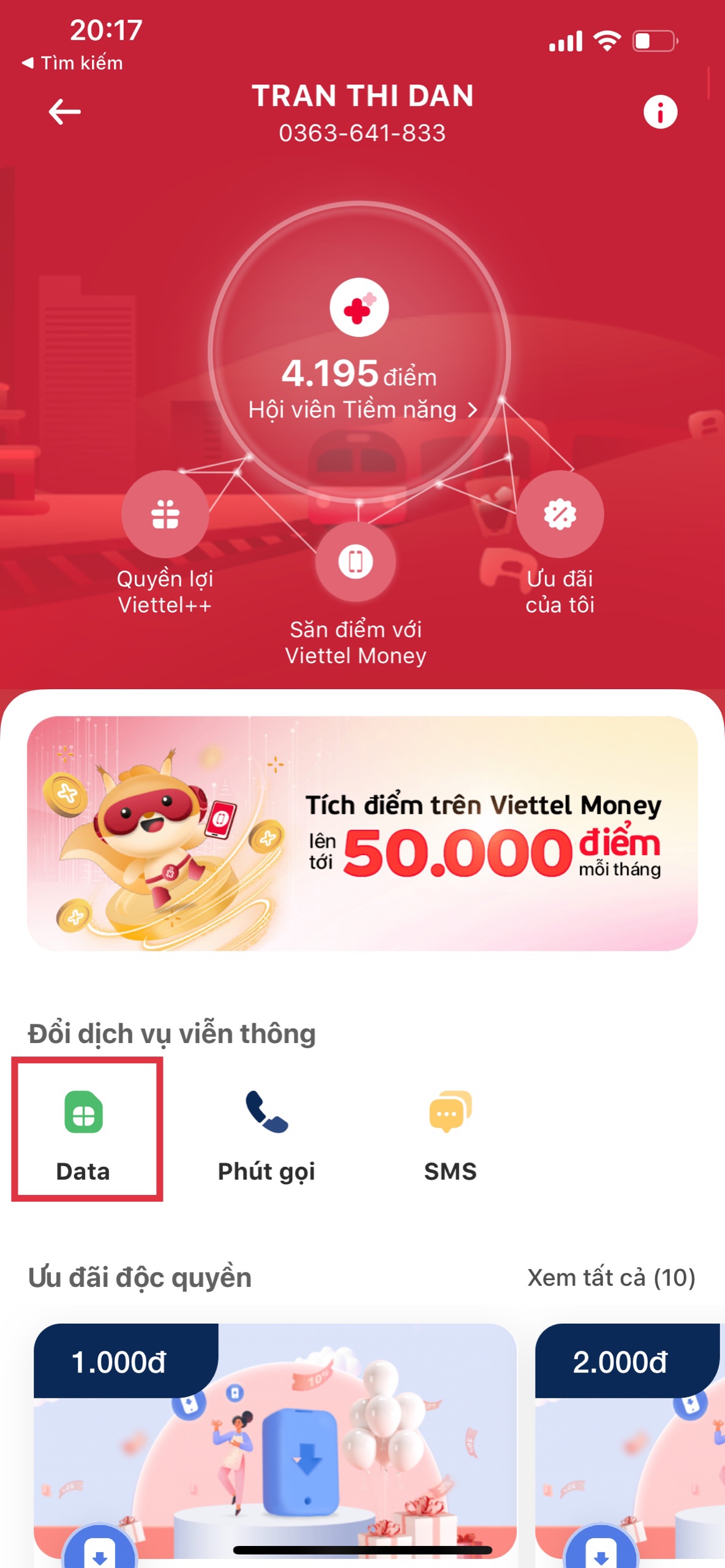 Hình ảnh: Truy cập vào Data 