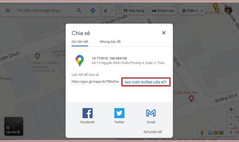 Hình ảnh: Sao chép đường liên kết chứa vị trí của bạn 
